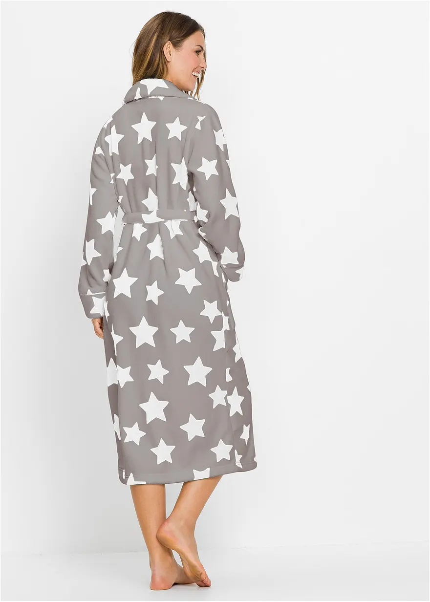 Bonprix Flauschiger Fleece Bademantel Mit Eingrifftaschen - Grau - Damen