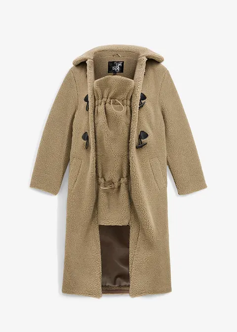 bonprix Flauschiger Teddymantel für die Schwangerschaft und danach - grün