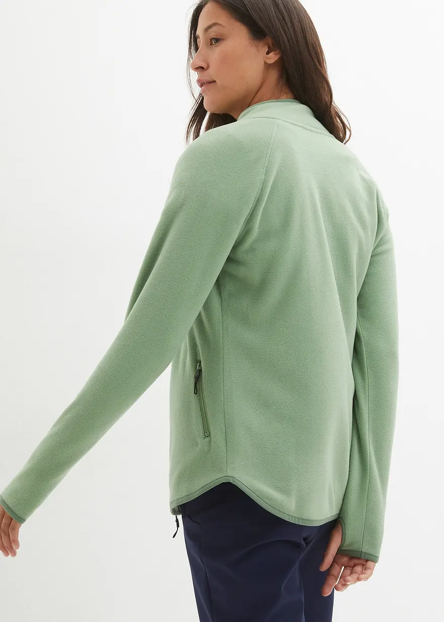 Bonprix Fleecejacke Mit Reißverschluss-Taschen - Grün - Damen