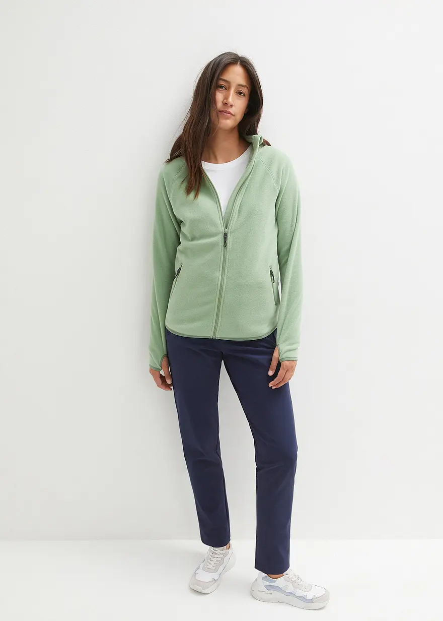 Bonprix Fleecejacke Mit Reißverschluss-Taschen - Grün - Damen