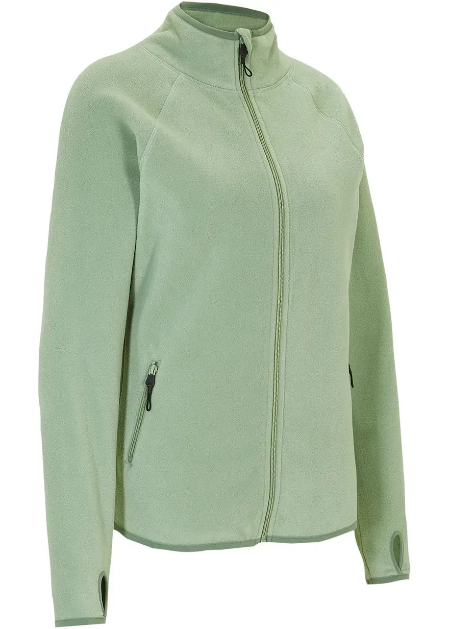 bonprix Fleecejacke mit Reißverschluss-Taschen - grün - Damen