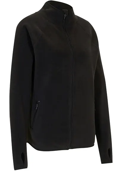 bonprix Fleecejacke mit Reißverschluss-Taschen - schwarz