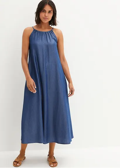 Bonprix Fließendes Jeanskleid Aus Lyocell - Blau - Damen