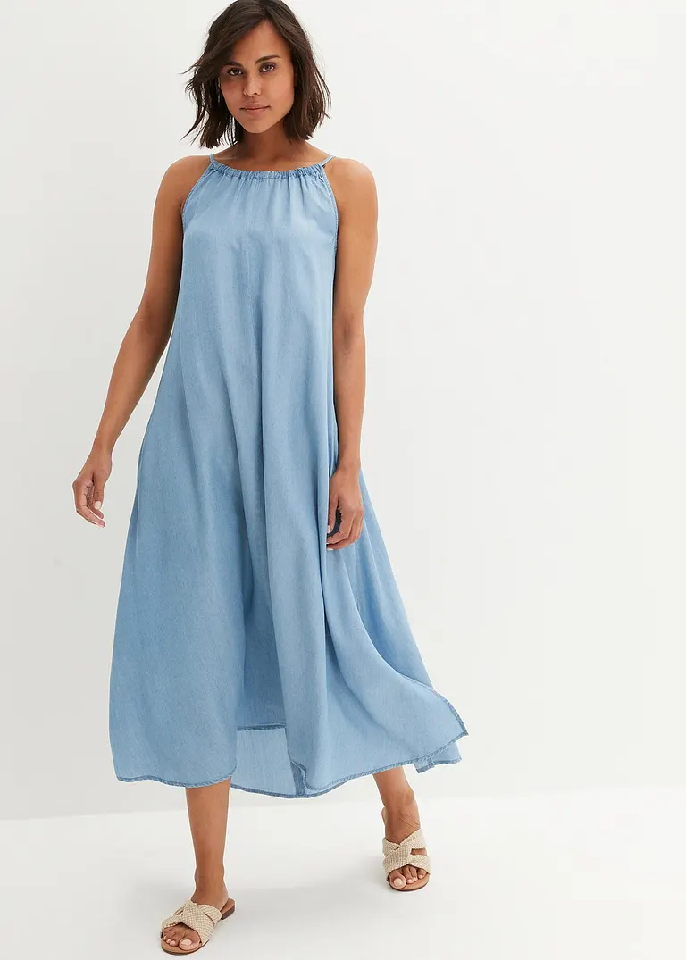 Bonprix Fließendes Jeanskleid Aus Lyocell - Blau - Damen