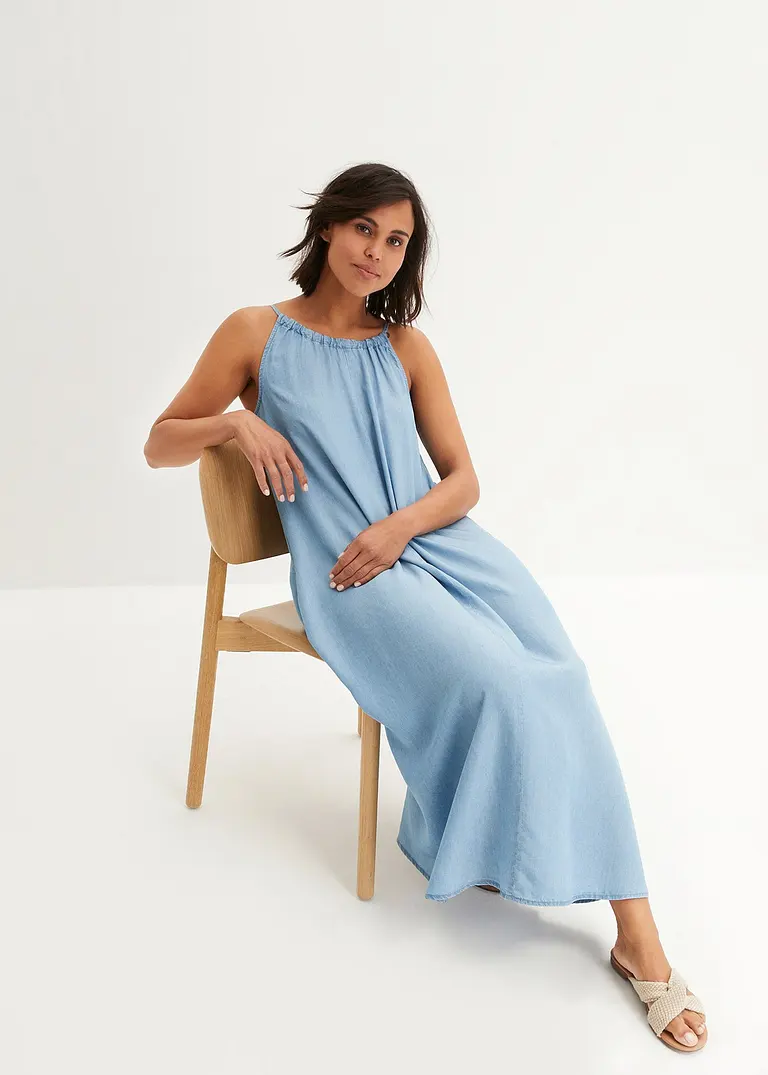 Bonprix Fließendes Jeanskleid Aus Lyocell - Blau - Damen