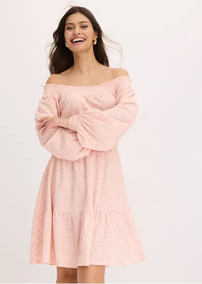 Bonprix Floral Bedrucktes Kleid Aus Modischem Crepe-Jersey - Rosa - Damen