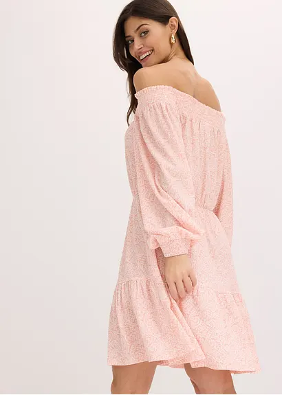 Bonprix Floral Bedrucktes Kleid Aus Modischem Crepe-Jersey - Rosa - Damen