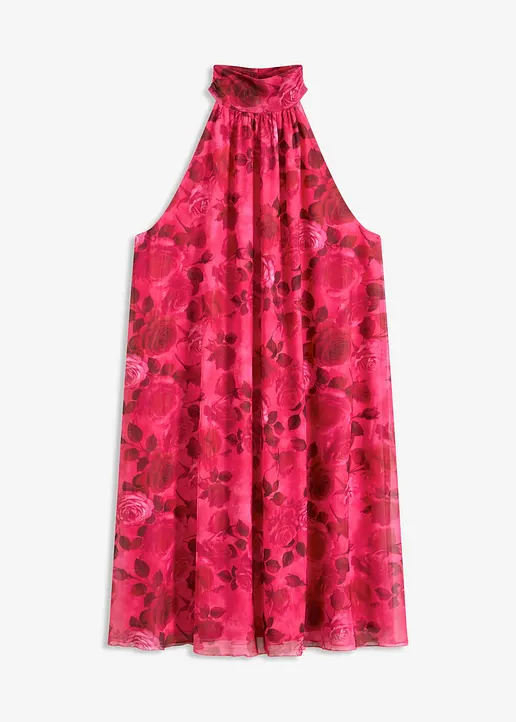 bonprix floral bedrucktes kurzes Kleid aus softem Mesh mit Knopfverschluss hinten am Ausschnitt