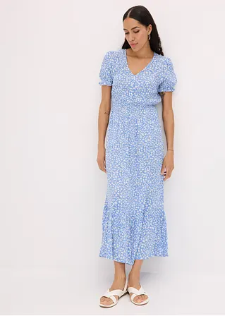 Bonprix Floral Bedrucktes Maxikleid Aus Fließender Viskose - Blau - Damen
