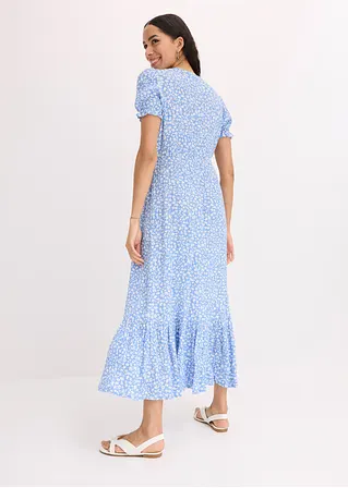 Bonprix Floral Bedrucktes Maxikleid Aus Fließender Viskose - Blau - Damen