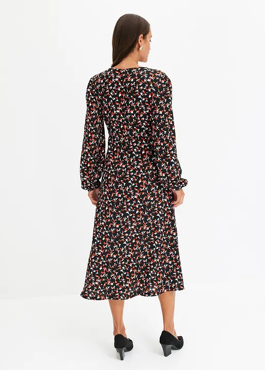 Bonprix Floral Bedrucktes Midikleid Aus Modischem Crepe-Jersey
