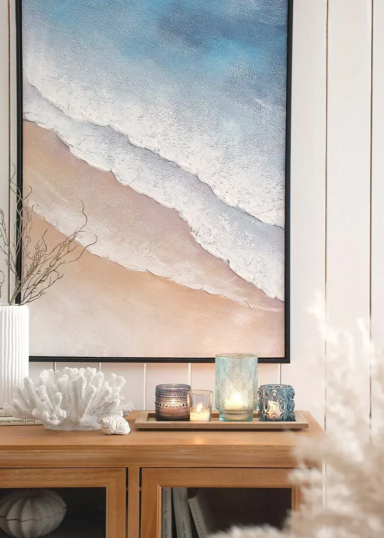 Bonprix Für Gemütliche Stunden - Teelichtgläser Auf Holztablett - Blau