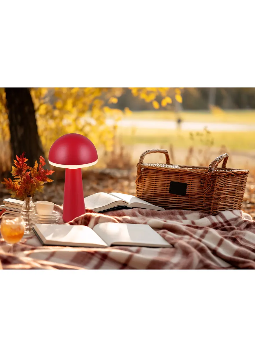 Bonprix Für In-und Outdoor: Akku Tischleuchte In Pilzform - Rot