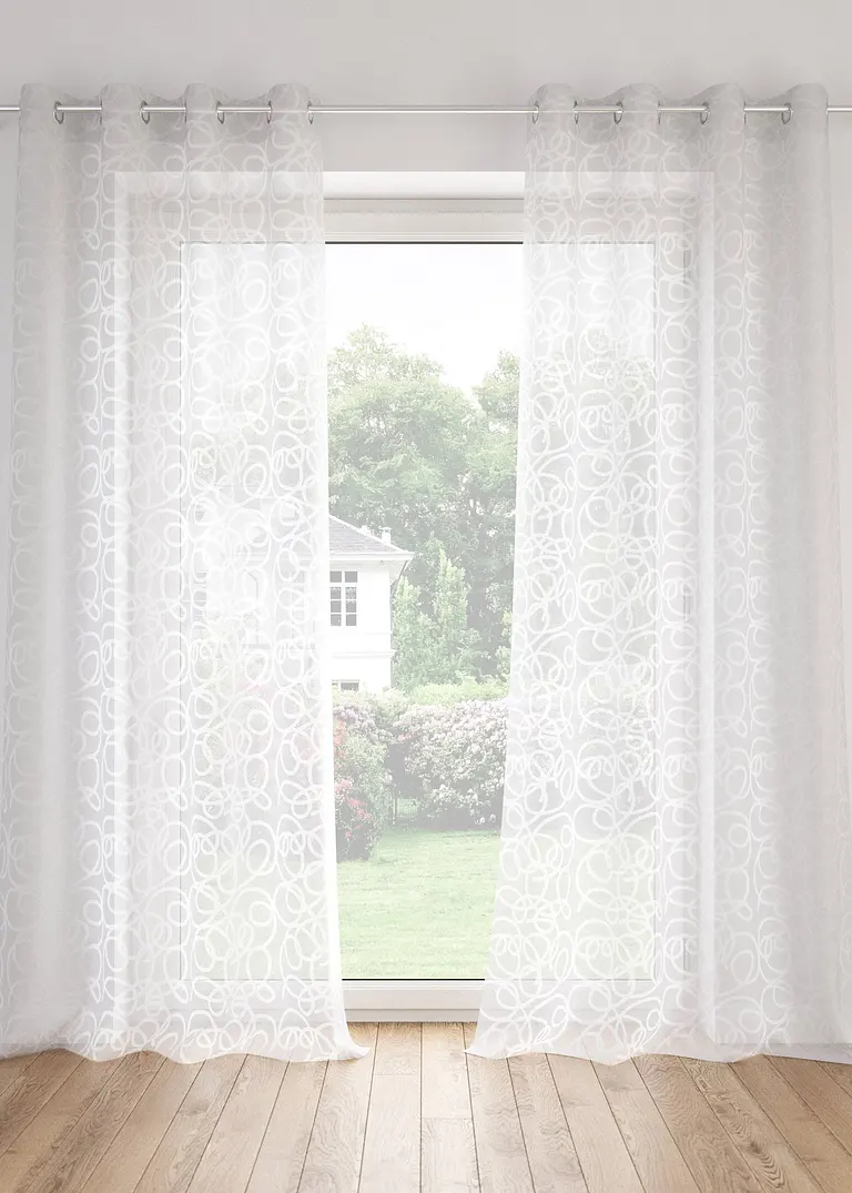 bonprix Gardinenschal im topmodernen Ton-in-Ton-Design - weiß Ösen