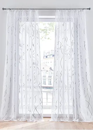 bonprix Gardinenschal mit glänzenden Details - weiß Kräuselband