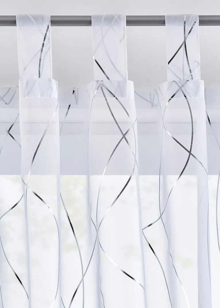 Bonprix Gardinenschal Mit Glänzenden Details - Weiß Schlaufen