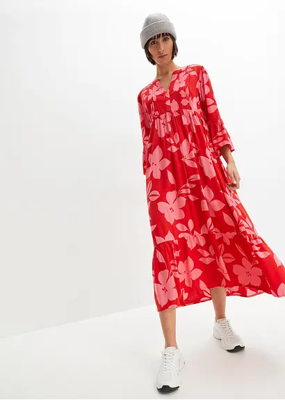 Bonprix Geblümtes Maxikleid Mit V-Ausschnitt Aus Nachhaltiger Viskose