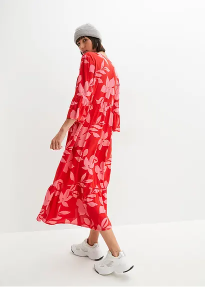 Bonprix Geblümtes Maxikleid Mit V-Ausschnitt Aus Nachhaltiger Viskose