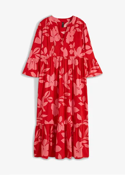 bonprix Geblümtes Maxikleid mit V-Ausschnitt aus nachhaltiger Viskose