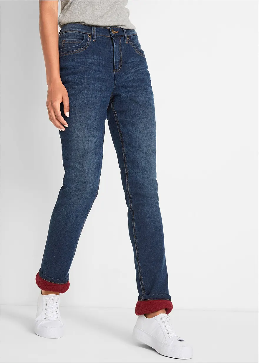 Bonprix Gefütterte Stretch-Jeans Im Five-Pocket-Schnitt - Blau Regular