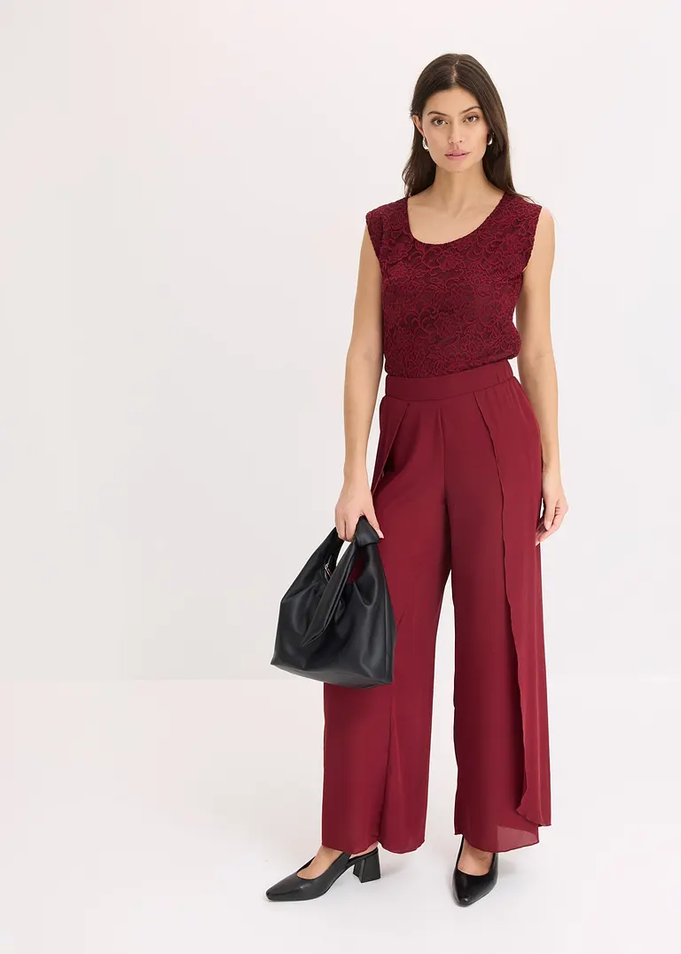 Bonprix Gefüttertes Top Aus Spitze Mit Bezauberndem Blumenmuster - Rot