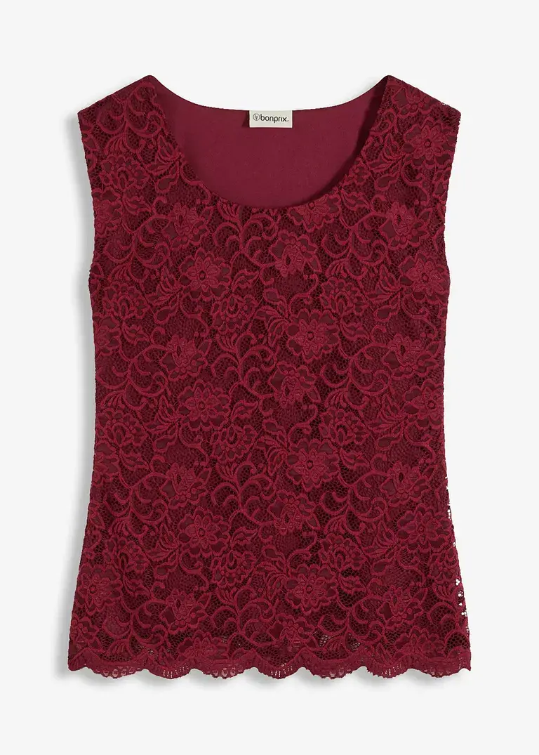 bonprix Gefüttertes Top aus Spitze mit bezauberndem Blumenmuster - rot bonprix Gefüttertes Top aus Spitze mit bezauberndem Blumenmuster - rot