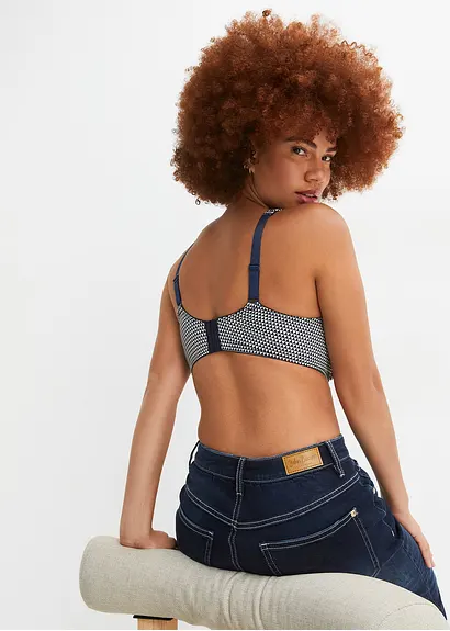 Bonprix Gemusterter Bügel-BH Mit Glatten Cups Für Optisch Kleinere Brüste