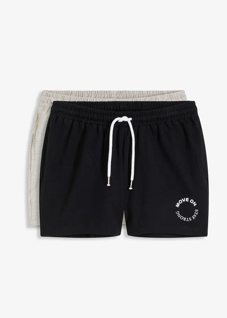 bonprix Gemütliche kurze Loungewear Sweat Shorts im praktischen 2er Pack