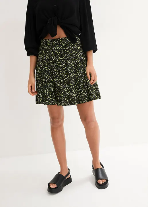 Bonprix Gemütlicher High-Waist-Hosenrock Mit Druck Und Vorteilhaften Hohem Bund