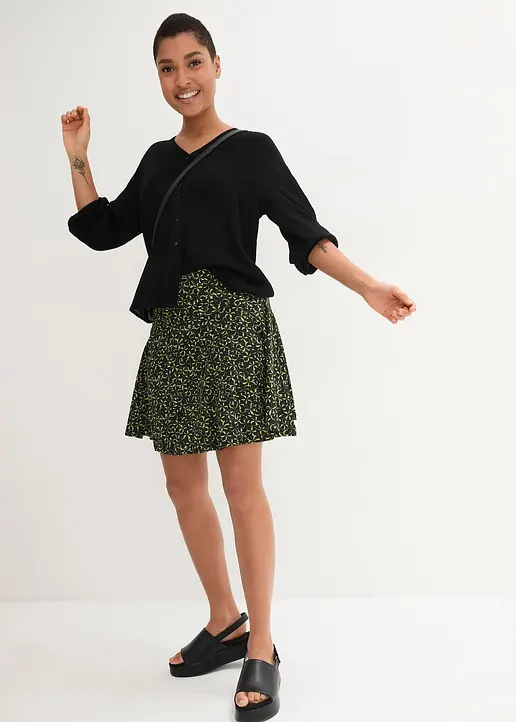 Bonprix Gemütlicher High-Waist-Hosenrock Mit Druck Und Vorteilhaften Hohem Bund