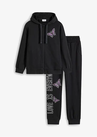 bonprix Gemütlicher Mädchen Jogginganzug (2-tlg. Set) im Homewear Design mit Bindeband