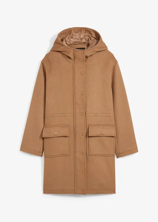 bonprix gemütlicher Parka aus hochwertigem Wollmix mit innenliegenden Tunnelzug