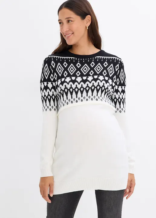 Bonprix Gemütlicher Pullover Für Die Schwangerschaft Und Danach - Schwarz