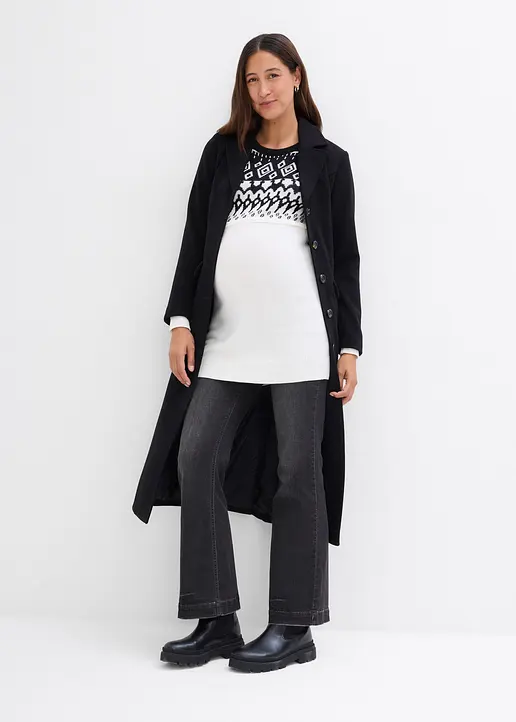 Bonprix Gemütlicher Pullover Für Die Schwangerschaft Und Danach - Schwarz