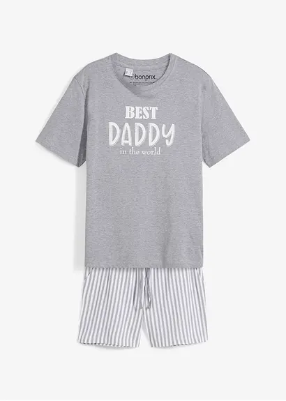 bonprix Gemütlicher Shorty mit Streifen - grau meliert/weiß gestreift