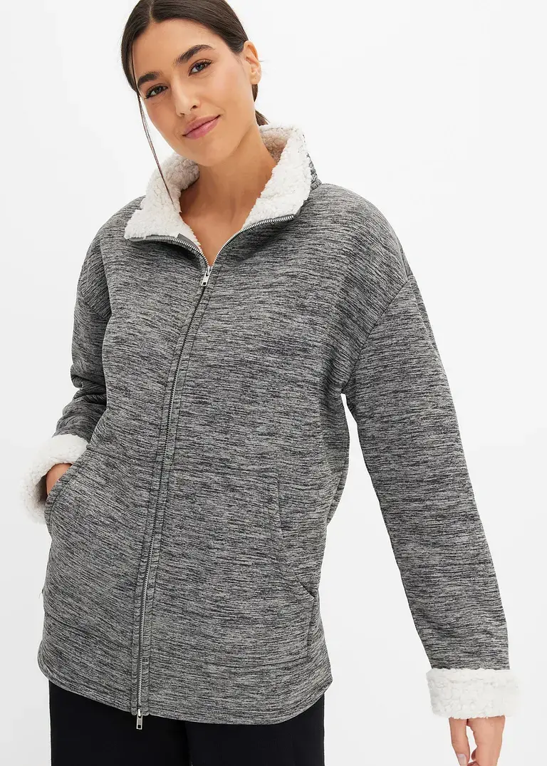Bonprix Gemütlicher Weit Geschnittene Loungewear Hausjacke - Grau - Damen