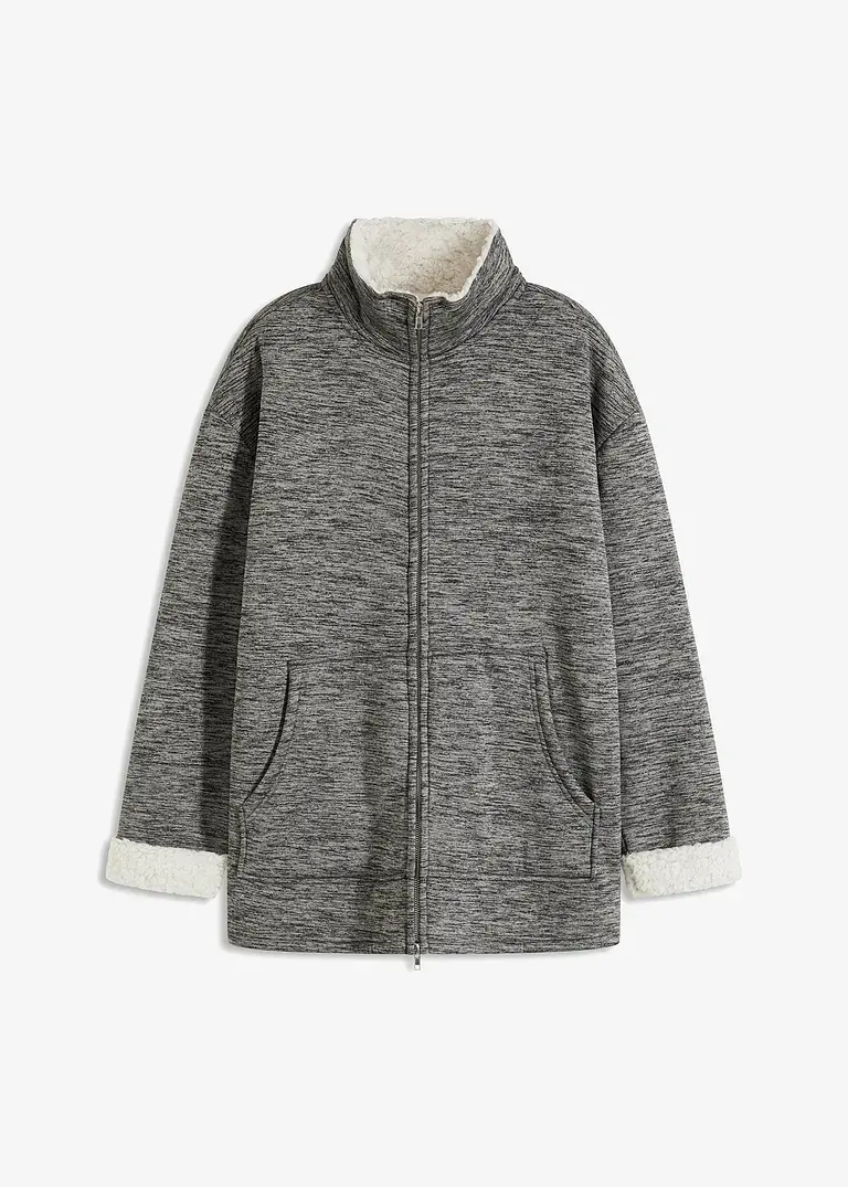 bonprix Gemütlicher weit geschnittene Loungewear Hausjacke - grau - Damen