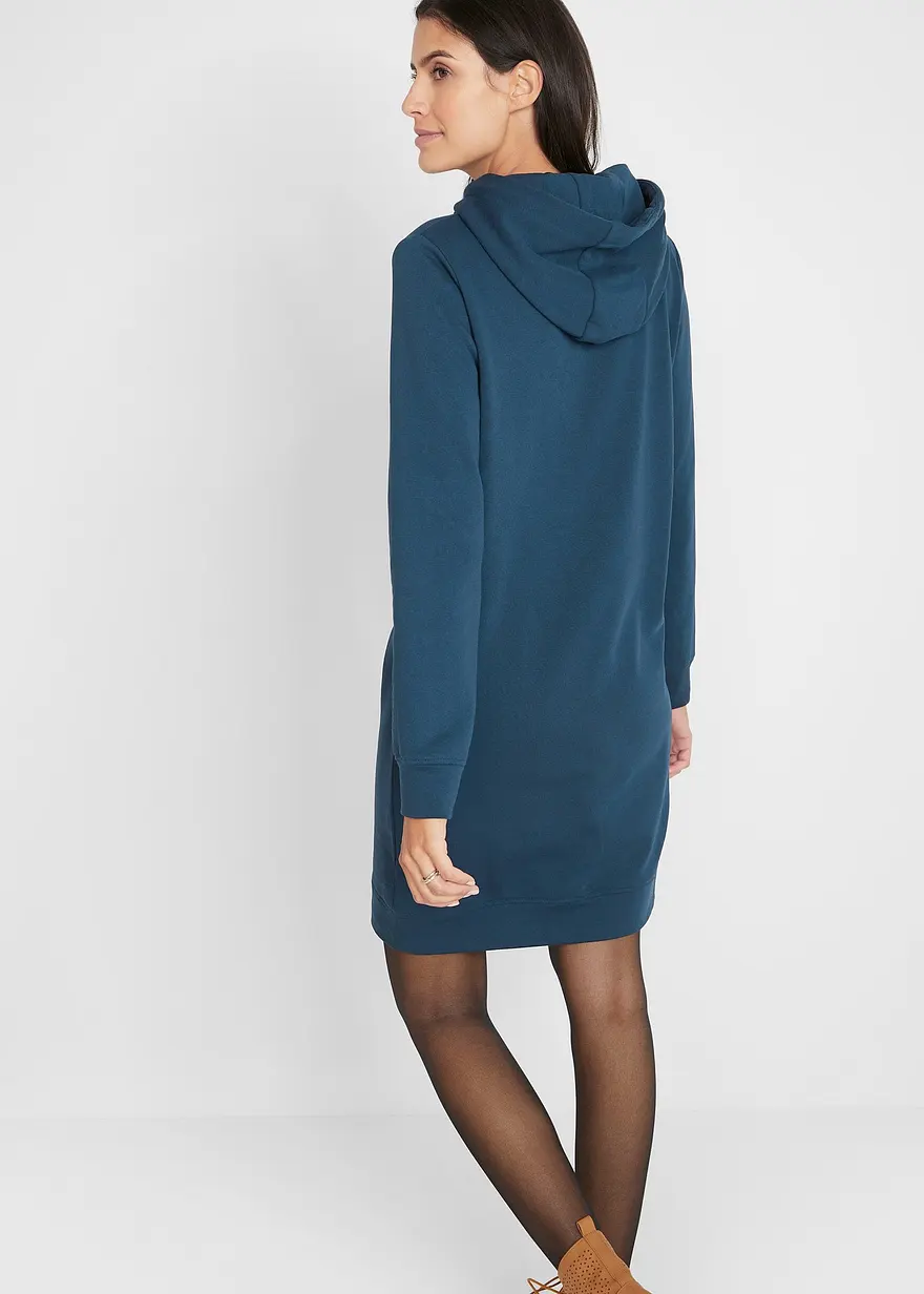 Bonprix Gemütliches Kapuzenkleid Mit Stylischen Details - Blau