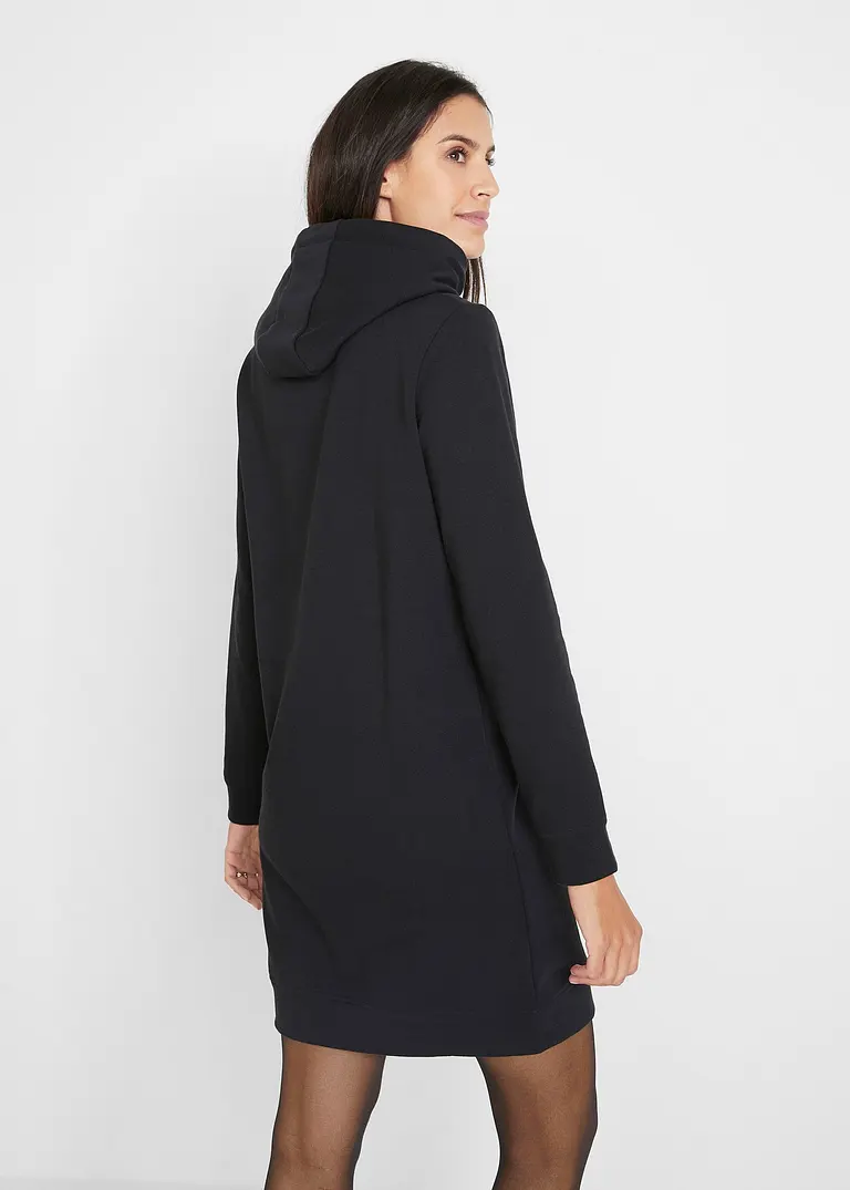 Bonprix Gemütliches Kapuzenkleid Mit Stylischen Details - Schwarz - Damen
