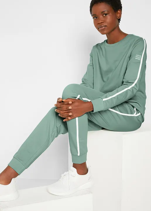 Bonprix Gemütliches Set Aus Sweatshirt Und Jogginghose - Rauchgrün