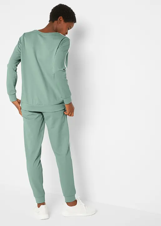 Bonprix Gemütliches Set Aus Sweatshirt Und Jogginghose - Rauchgrün