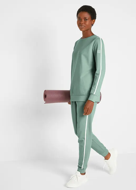 Bonprix Gemütliches Set Aus Sweatshirt Und Jogginghose - Rauchgrün