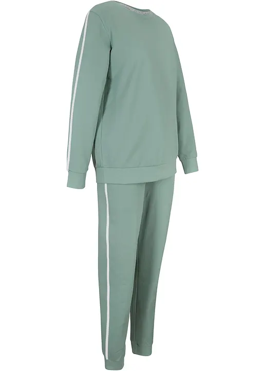 bonprix Gemütliches Set aus Sweatshirt und Jogginghose - rauchgrün