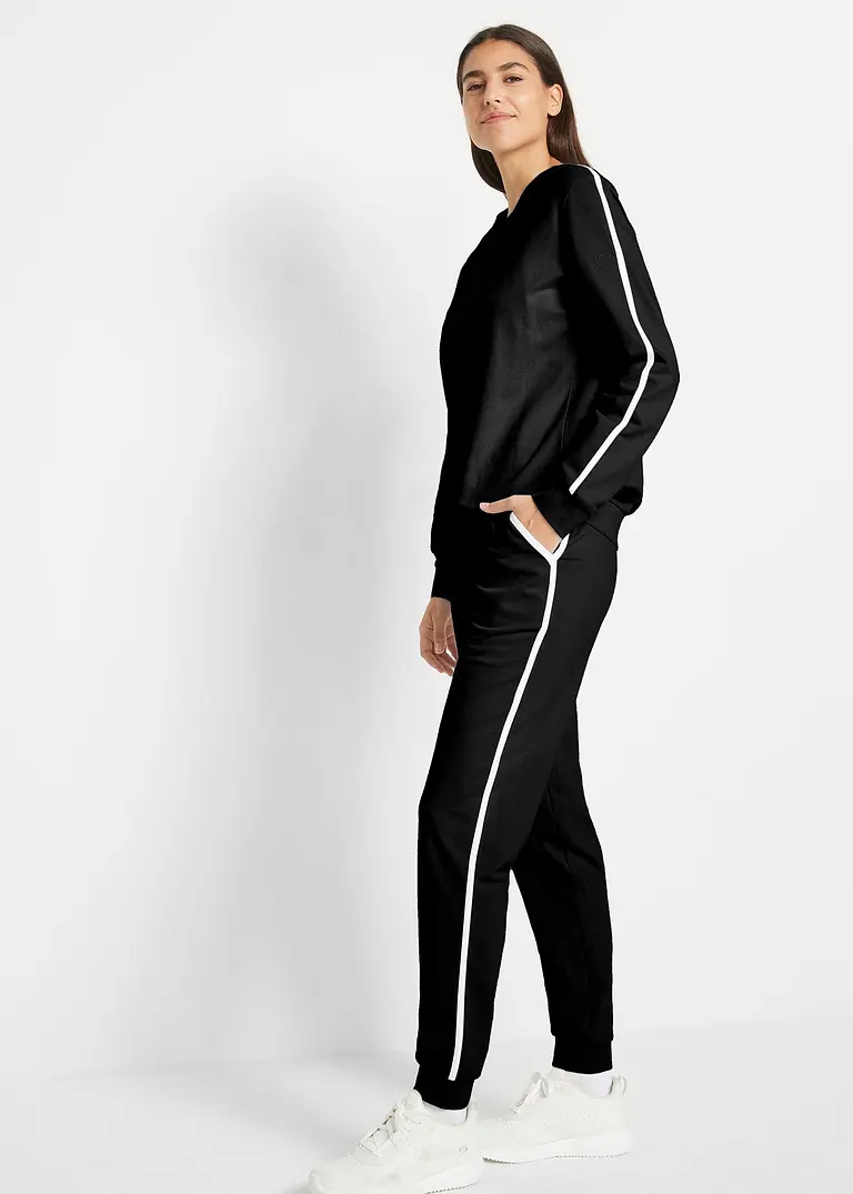 Bonprix Gemütliches Set Aus Sweatshirt Und Jogginghose - Schwarz - Damen