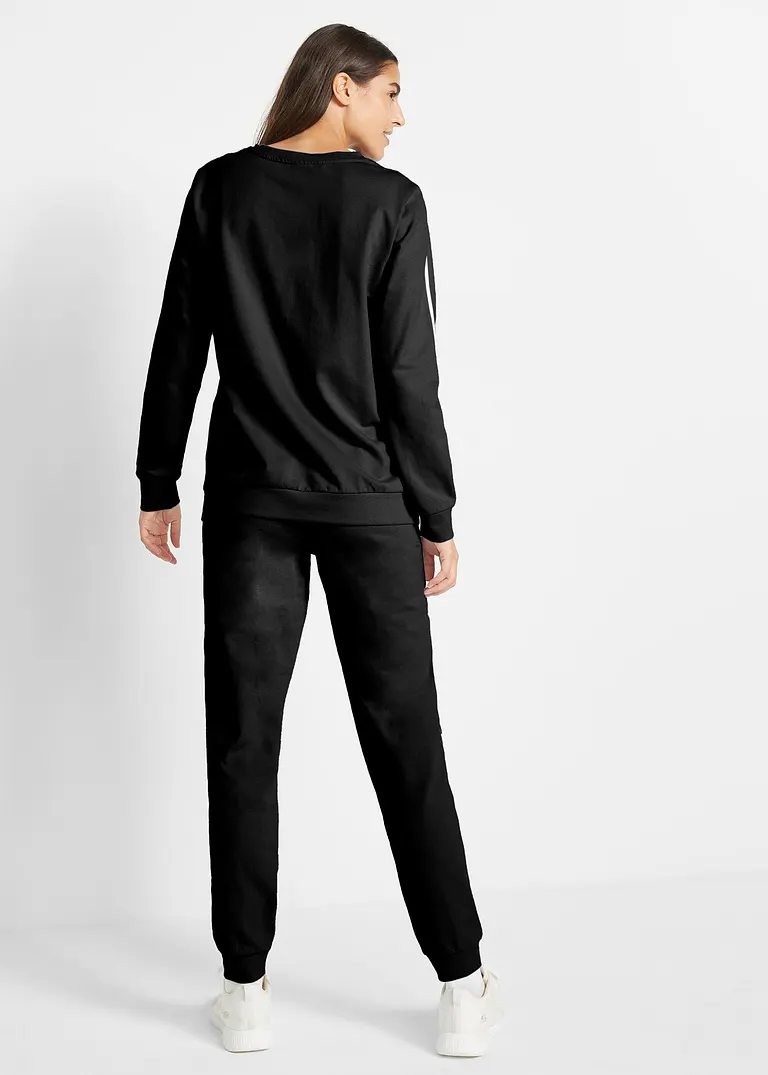 Bonprix Gemütliches Set Aus Sweatshirt Und Jogginghose - Schwarz - Damen