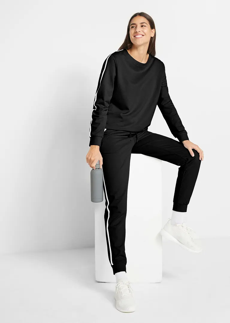 Bonprix Gemütliches Set Aus Sweatshirt Und Jogginghose - Schwarz - Damen