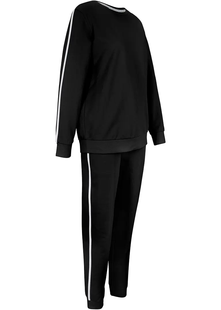 bonprix Gemütliches Set aus Sweatshirt und Jogginghose - schwarz - Damen