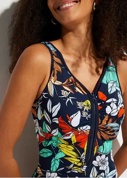 Bonprix Gepflegter Badeanzug Mit Reißverschluss - Blau - Damen