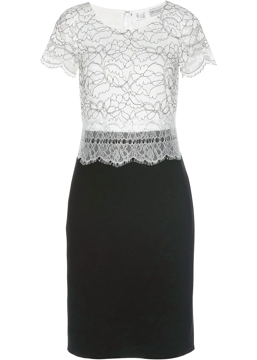 bonprix Gepflegtes Kleid mit eleganter Spitze - schwarz petite