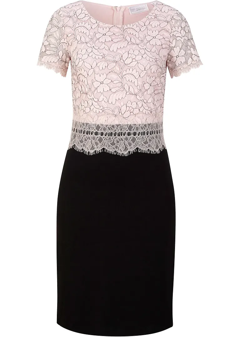 bonprix Gepflegtes Kleid mit eleganter Spitze - schwarz regular - Damen